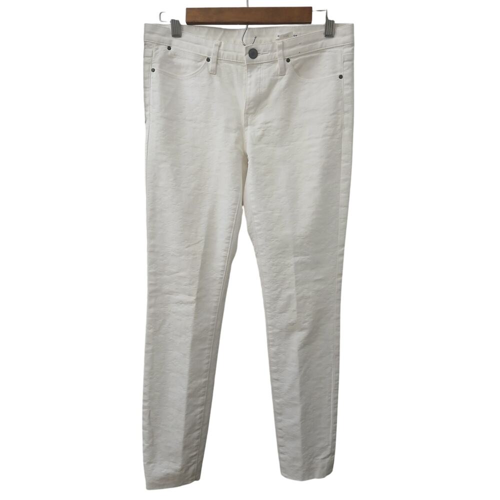 Club Monaco White Summer Jeans Style Leather Look Fabric Fitted Design 4
